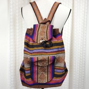 PINZON Purple Serape Drawstring Backpack Made in Mexico
